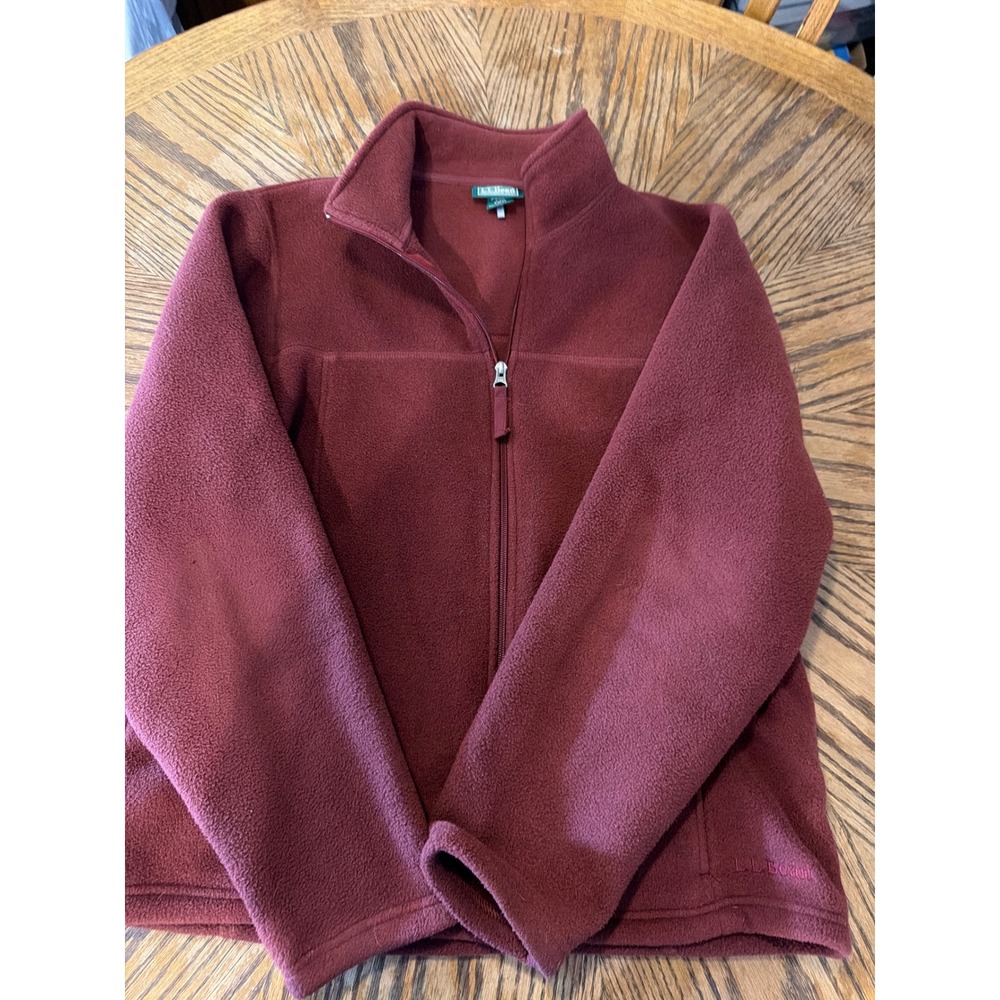 LL Bean Polartec Fleece Jacket Burgundy Full Zip Maroon Mens Medium 0ALA2